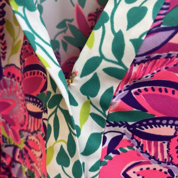 Lilly Pulitzer Winona Tunic Long Slv Blouse She's Too Fly Sz M Empire Peplum Top - Picture 5 of 7